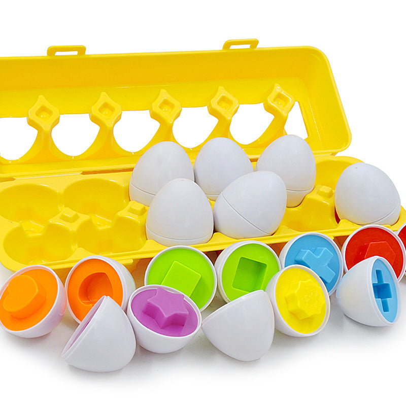 Matching Eggs 12 pcs Set Color & Shape Recoginition Sorter Puzzle for Toddlers