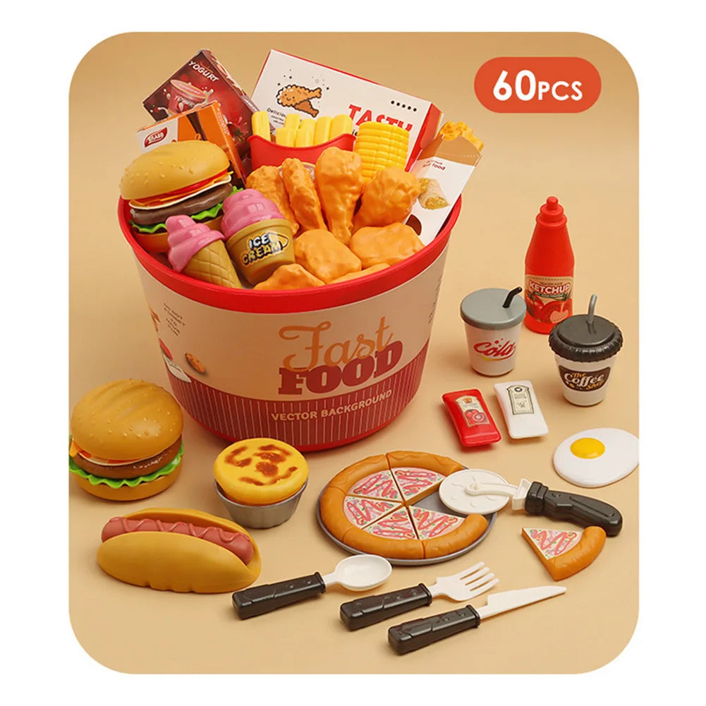 Hamburger Cooking Pretend Play Set with Kids Play Tent