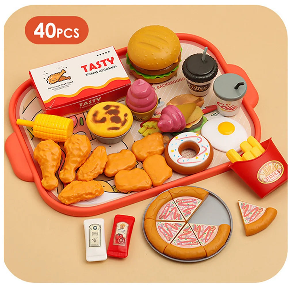 Hamburger Cooking Pretend Play Set with Kids Play Tent